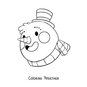 Coloring page of a kawaii snowman face