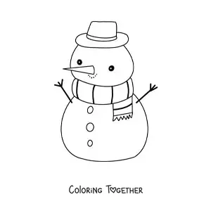 Coloring page of a simple snowman