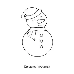 Coloring page of a big snowman