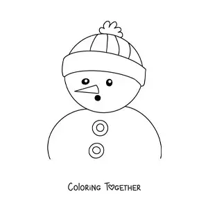 Coloring page of a surprised snowman
