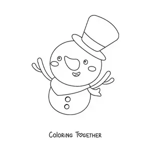 Coloring page of a snowman