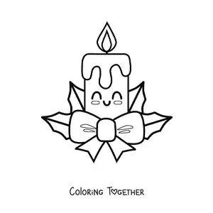 Coloring page of a kawaii Christmas candle