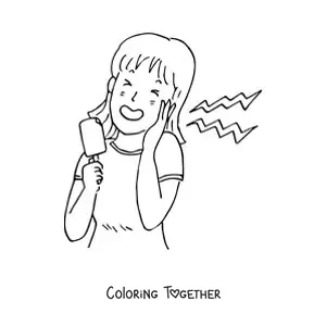 Coloring page of a girl eating an ice cream popsicle