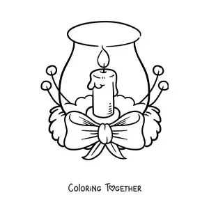 Coloring page of a decorated Christmas candle in a jar