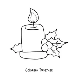 Coloring page of a big decorated Christmas candle