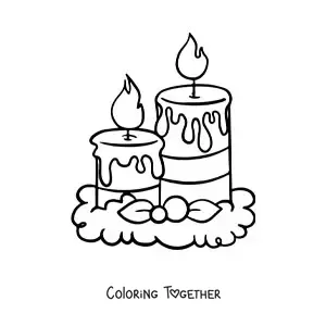Coloring page of two big Christmas candles