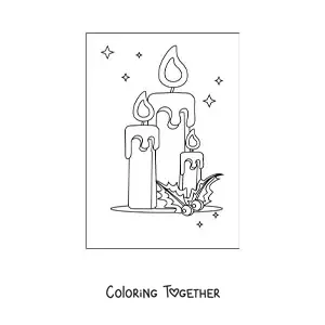 Coloring page of lit Christmas candles
