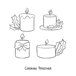 Coloring page of simple Christmas candles