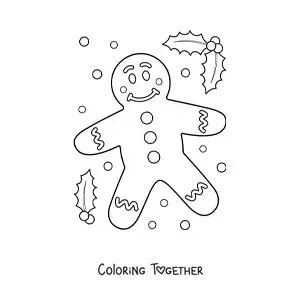 Coloring page of a big gingerbread man