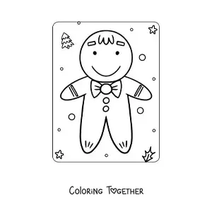 Coloring page of a cartoon gingerbread man