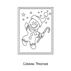 Coloring page of a gingerbread man cartoon