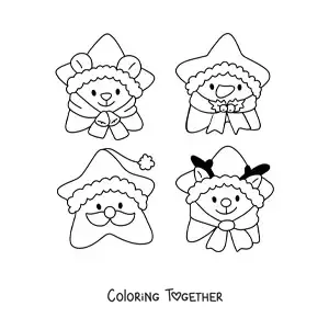 Coloring page of Christmas character cookies