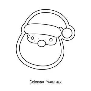 Coloring page of a Santa Claus shaped cookie