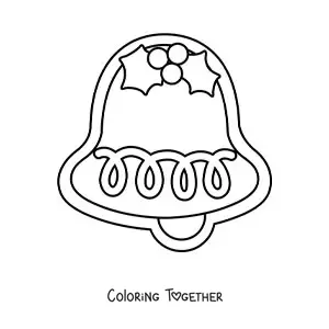 Coloring page of a Christmas bell shaped cookie