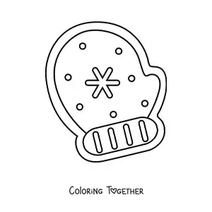 Coloring page of a Christmas glove shaped cookie