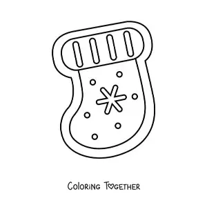 Coloring page of a Christmas boot shaped cookie