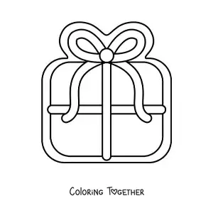 Coloring page of a Christmas gift shaped cookie