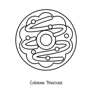Coloring page of a Christmas wreath shaped cookie