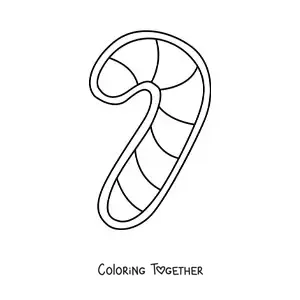 Coloring page of a candy cane shaped cookie