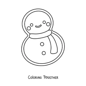 Coloring page of a snowman shaped cookie
