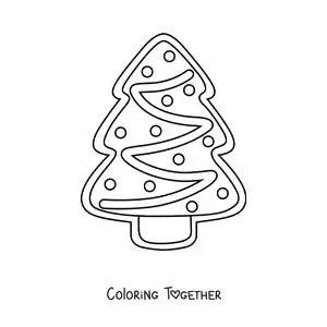 Coloring page of a Christmas tree shaped cookie