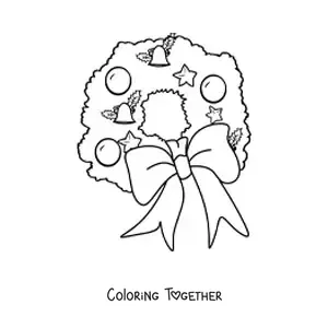 Coloring page of a big Christmas wreath