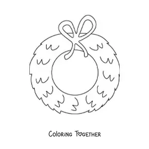 Coloring page of an undecorated Christmas wreath