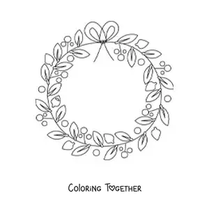 Coloring page of a simple Christmas wreath