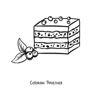 Coloring page of a cake decorated with blueberries