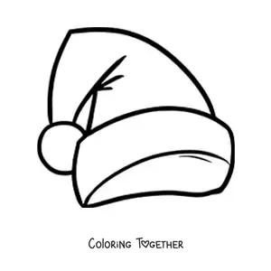 Coloring page of a Santa hat