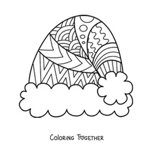 Coloring page of a Christmas hat with a mandala