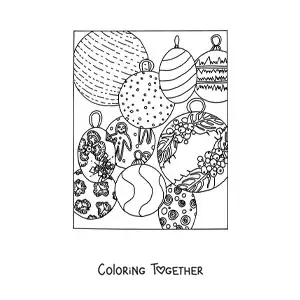 Coloring page of Christmas baubles