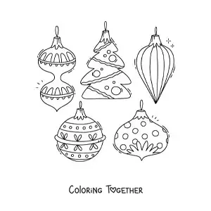 Coloring page of Christmas baubles