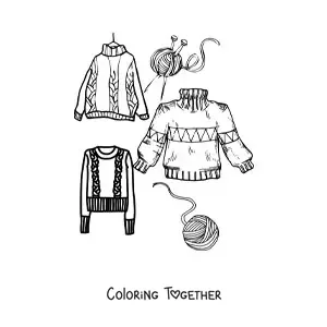 Coloring page of Christmas sweaters