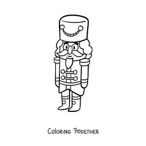 Coloring page of a Christmas nutcracker