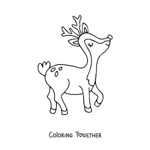 Coloring page of a Christmas deer walking