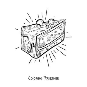 Coloring page of a frosted cake slice