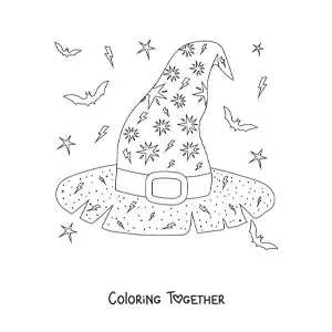 Coloring page of a witch hat