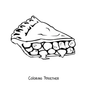 Coloring page of a slice of fruit pie