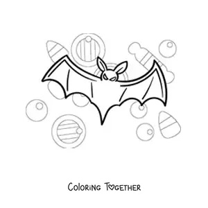 Coloring page of a simple Halloween bat