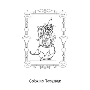 Coloring page of an ugly witch costume