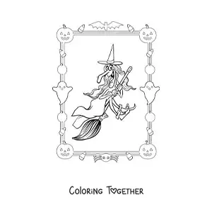 Coloring page of a wicked witch costume