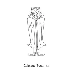 Coloring page of a cartoon Count Dracula