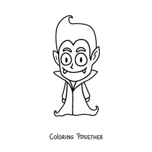 Coloring page of an easy cartoon vampire