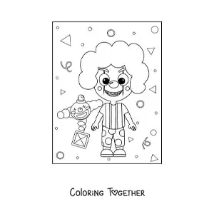 Coloring page of a horror clown