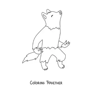 Coloring page of a howling werewolf