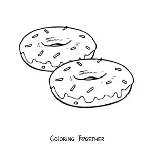 Coloring page of two donuts with sprinkles