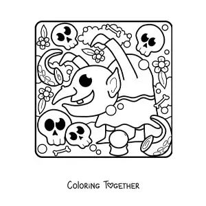 Coloring page of a cartoon of Igor for Halloween