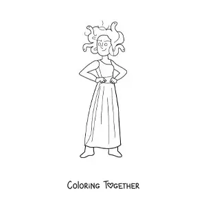Coloring page of a cartoon Medusa