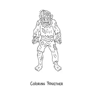 Coloring page of a cartoon zombie